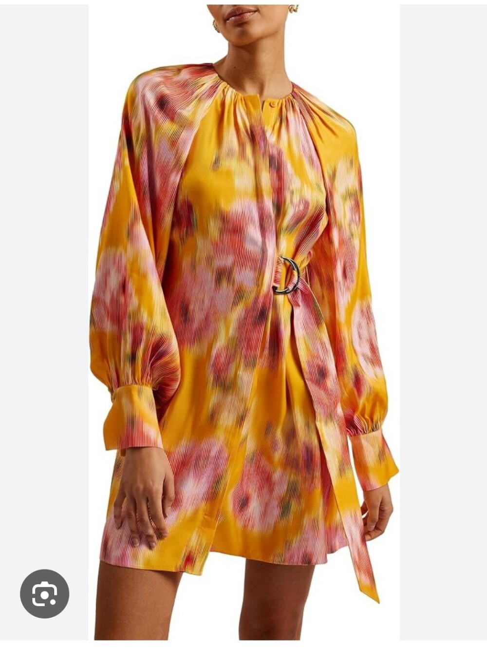 NWOT Ted Baker Yellow Pink Floral Print Mini Dress Sz 4us - Picture 2 of 8